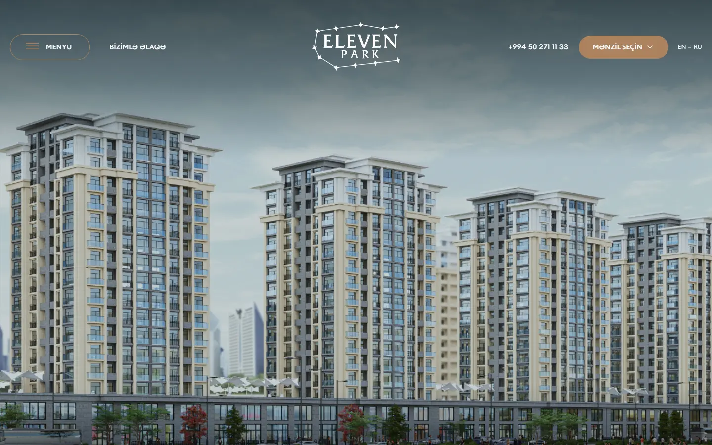 Homepage of elevenpark.az on desktop