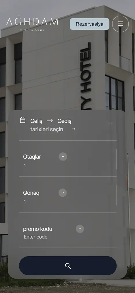 Homepage of aghdamcityhotel.az on mobile