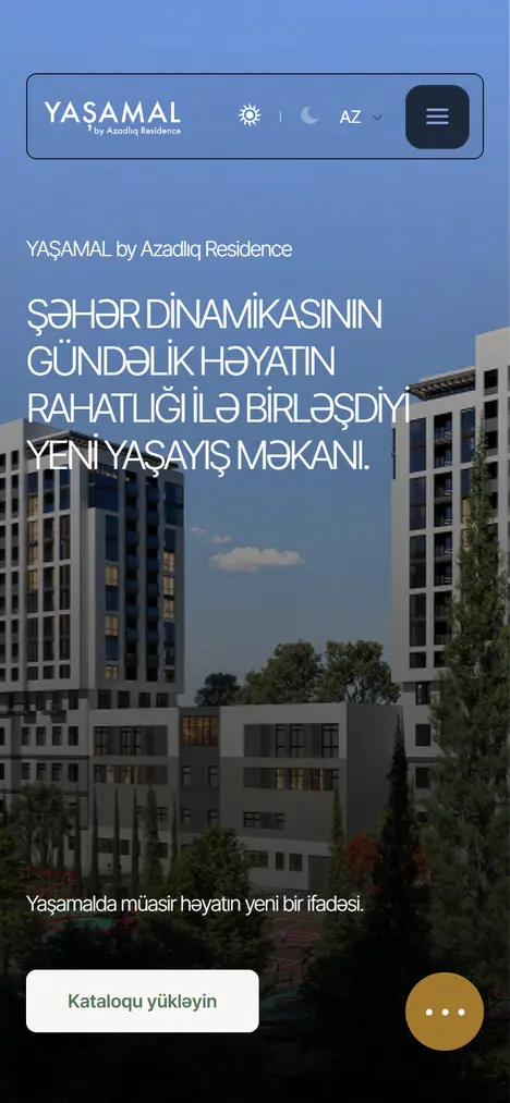 Homepage of yashamal.az on mobile