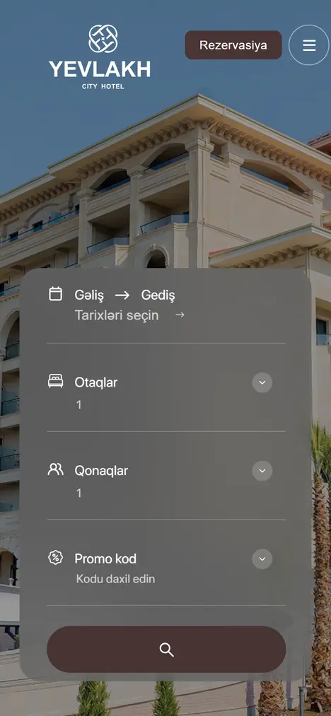Homepage of yevlakhcityhotel.az on mobile
