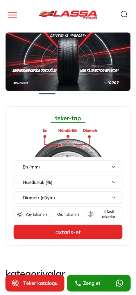 Homepage of lassa.az on mobile