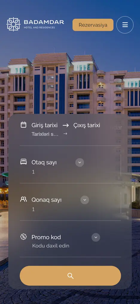 Homepage of badamdarhotelandresidences.az on mobile