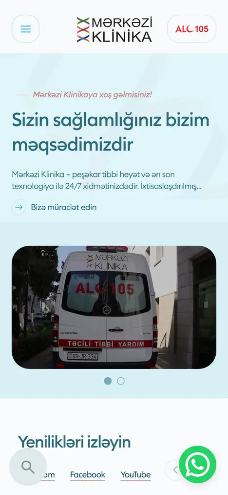 Homepage of merkeziklinika.az on mobile