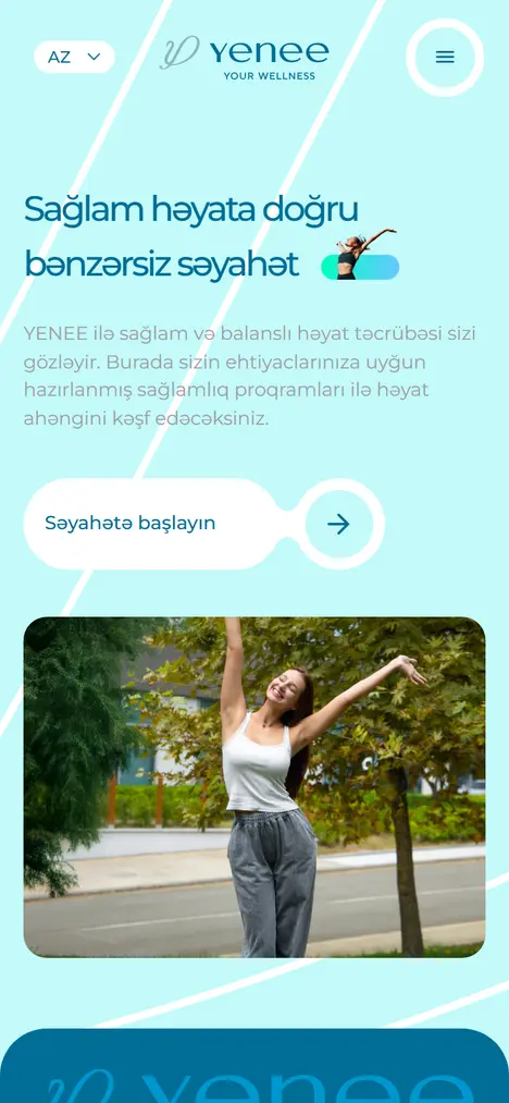 Homepage of yenee.az on mobile