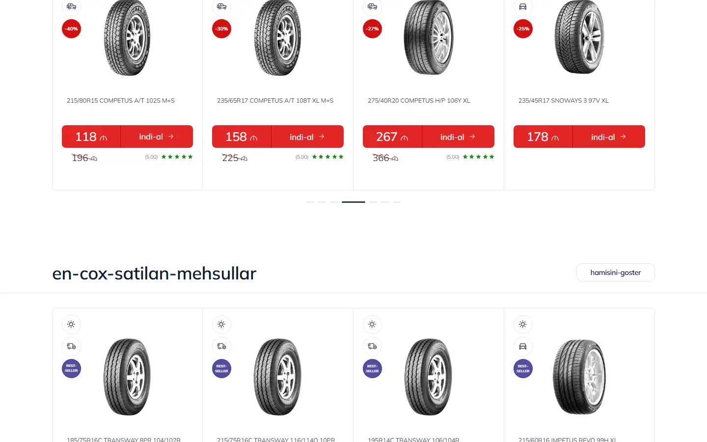 A section further down the lassa.az homepage