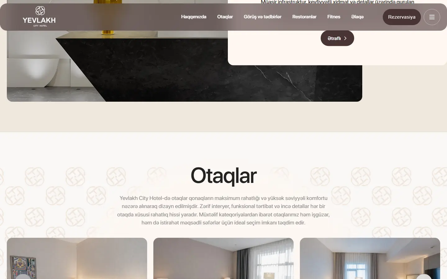 A section further down the yevlakhcityhotel.az homepage