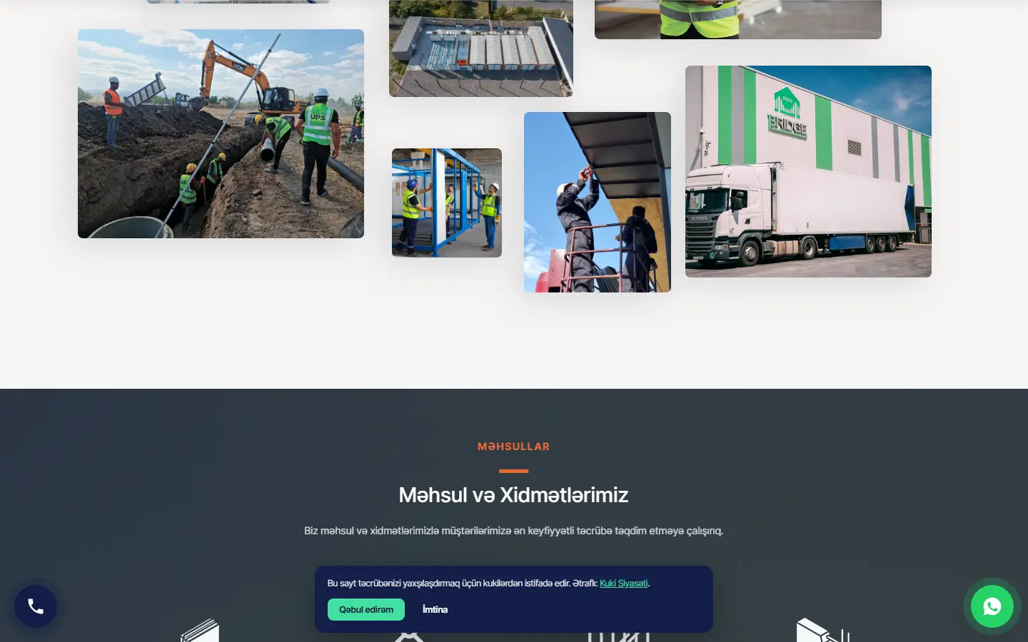 A section further down the upsconstruction.az homepage