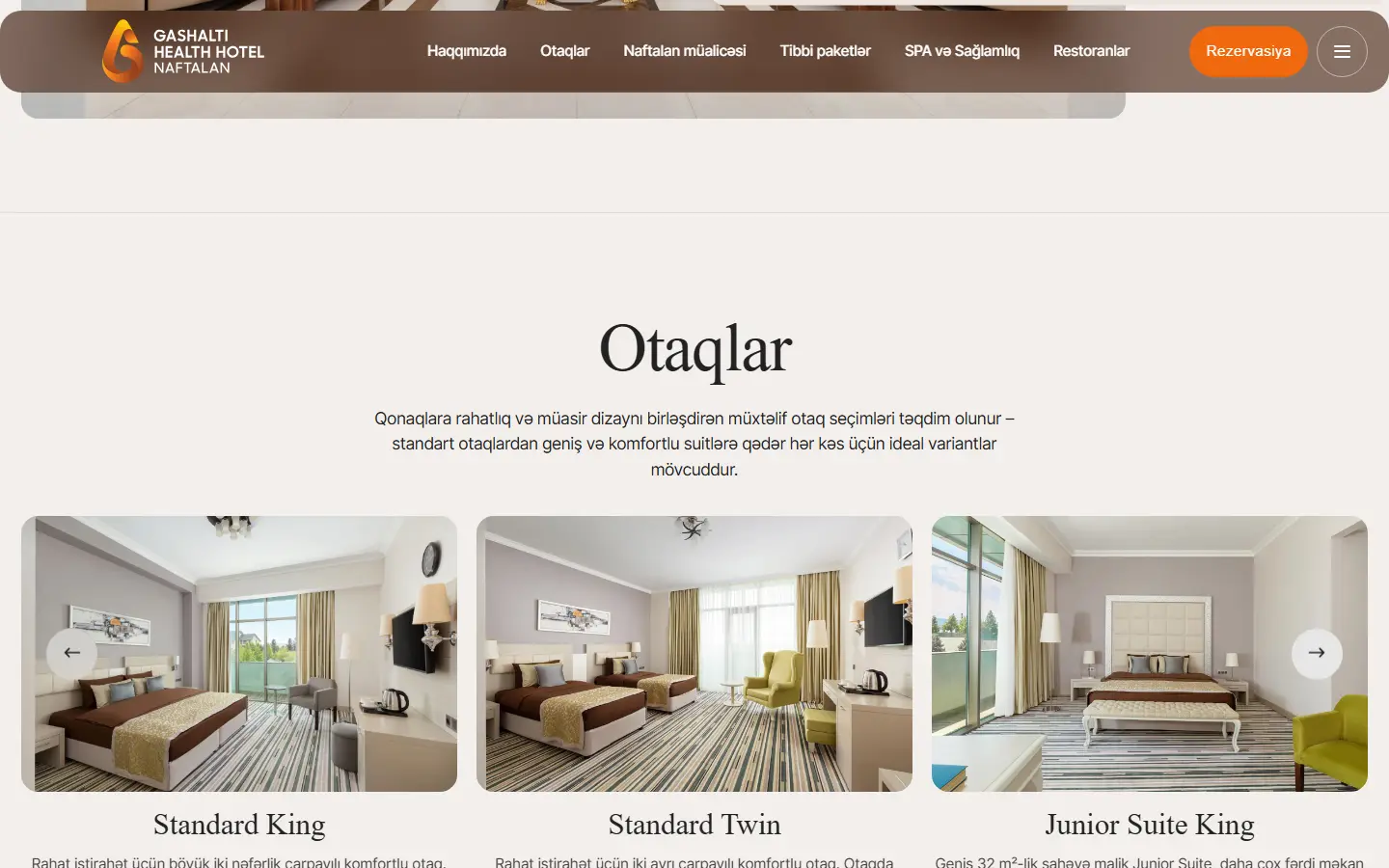 A section further down the gashalti.az homepage