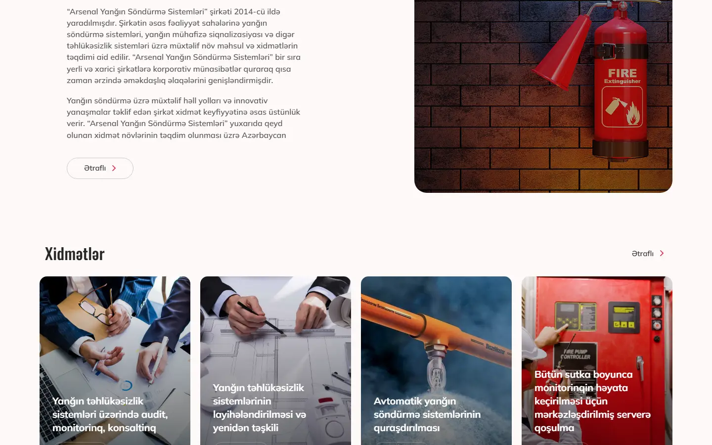 A section further down the arsenalfire.az homepage