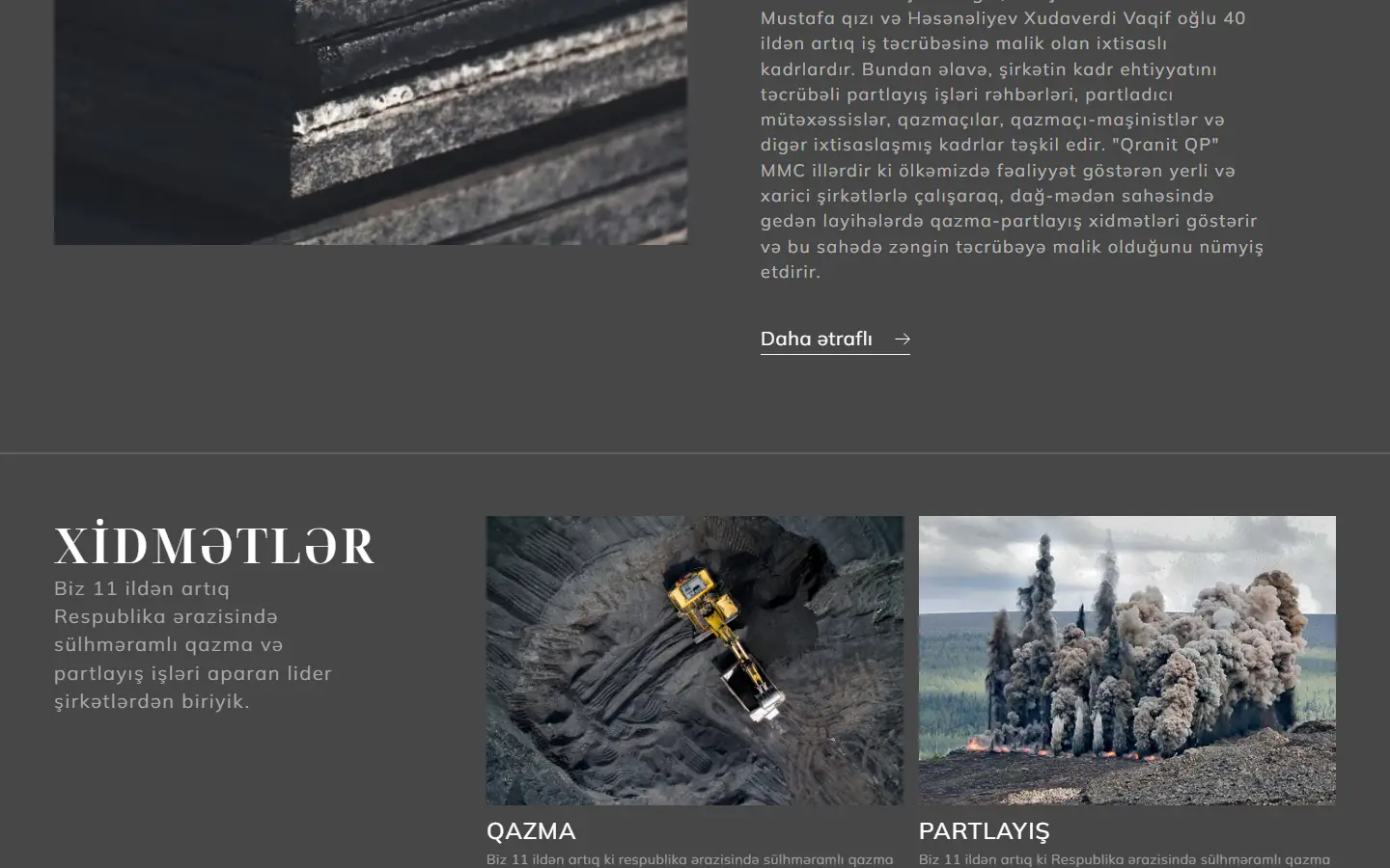 A section further down the granit.az homepage