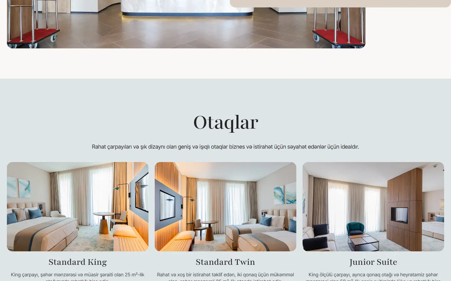A section further down the aghdamcityhotel.az homepage