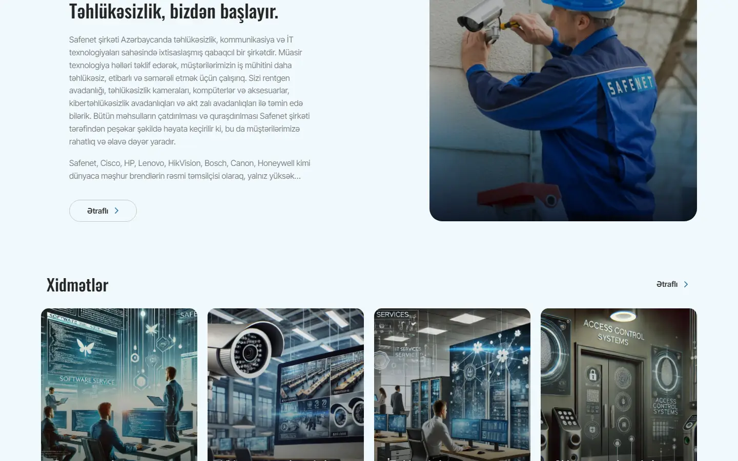 A section further down the safenet.az homepage