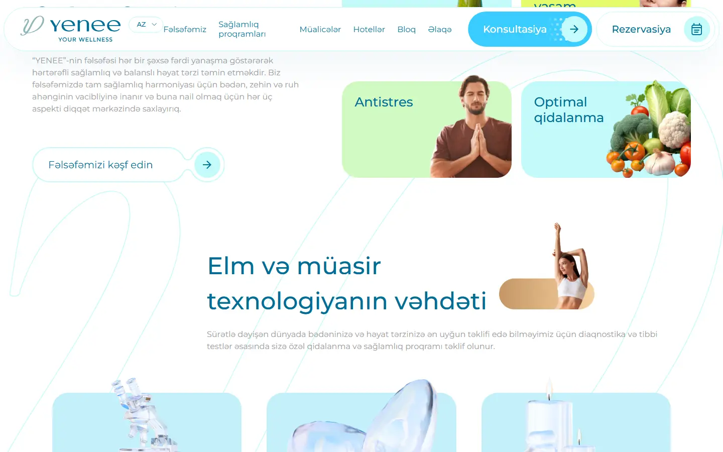 A section further down the yenee.az homepage
