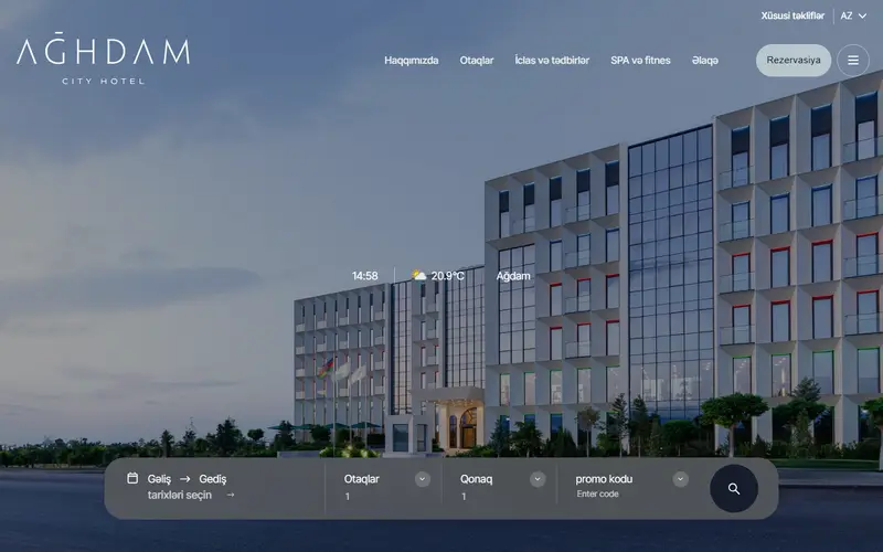 Homepage of aghdamcityhotel.az
